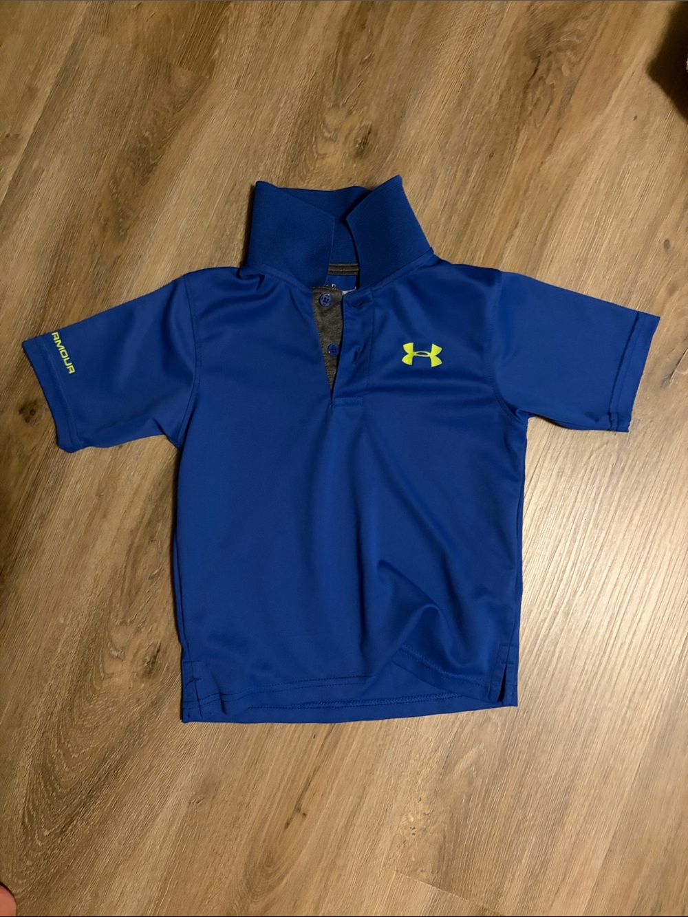 Under Armour Boys Royal Blue Polo with Neon Yellow Logo